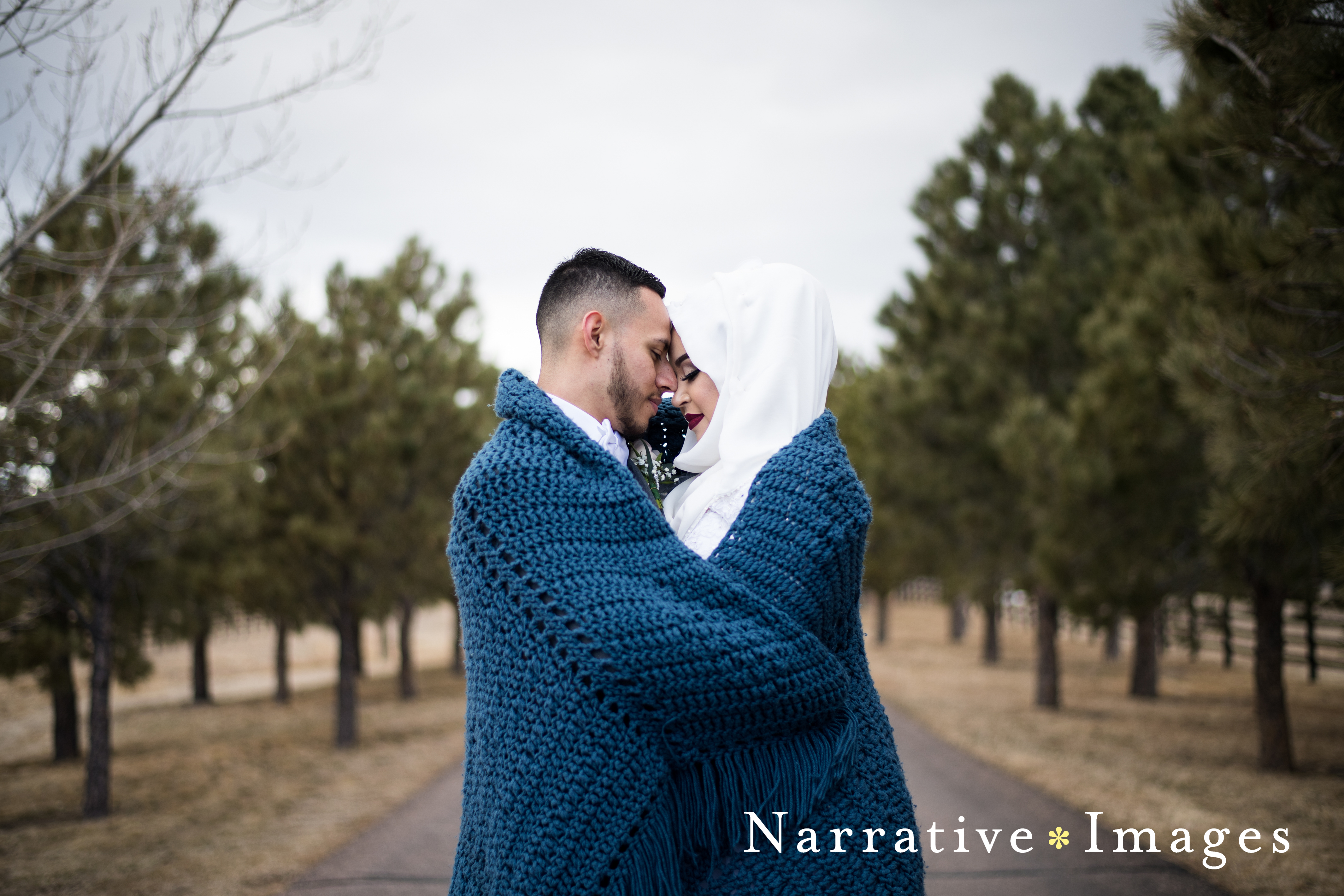 Bride and Groom embrace after Afghan wedding ceremony at Spruce Mountain Ranch