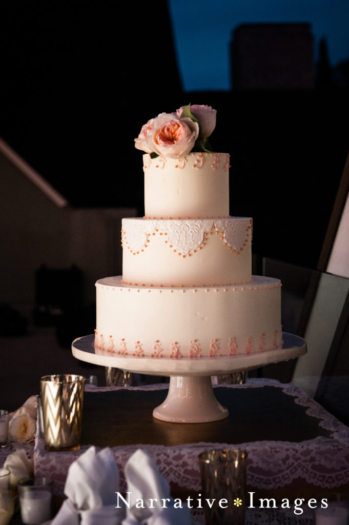 White 3 tiered wedding cake